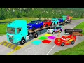 Download Lagu Flatbed Truck McQueen | Transportation with Truck - Pothole vs Car #36 | BeamNG.Drive Gameplay