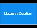 Macaulay Duration Modified Duration Fixed Income CFA Level 1