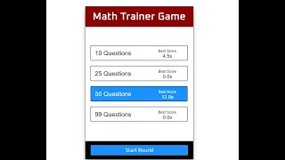 Simple Math Trainer Game using JavaScript