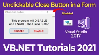 How to Disable Close Button in Windows Form Visual Basic Net Free Source Code VB Net Tutorial