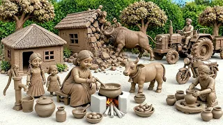 Making a Realistic Miniature Clay Kitchen Set & House Craft ideas | Diy Mitti Bartan | Clay Craft