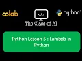 Python Lesson 5 Lambda in Python