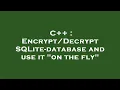 C SQLite-database and use it on the fly