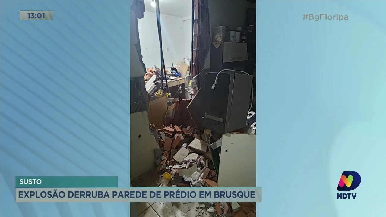 Moradores de Brusque levam susto com explosão que derruba parede de prédio