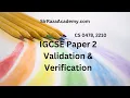 IGCSE Computer Science Paper 2 Validations Verification