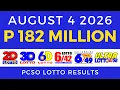 Lotto Result Today 9PM August 4 2026 PCSO
