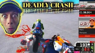 motogp 19 very brutal crash valentino rossi vs marq marquez valencia 2019