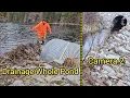 Draining Massive Pond By Completely Unclogging Huge Culvert Pipe Overnight Camera Build Back