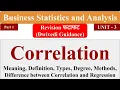Correlation analysis meaning type degree Business Statistics and Analytics aktu mba bba