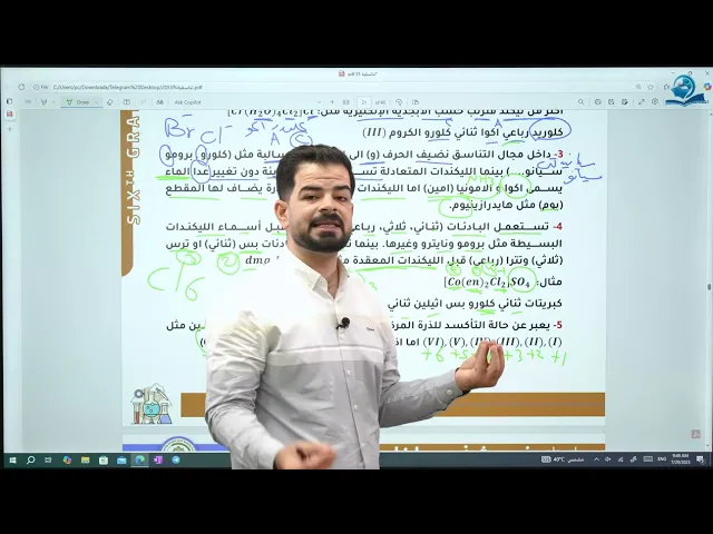 ⁣كيمياء السادس العلمي / الفصل الخامس/ تسمية المعقدات التناسقية