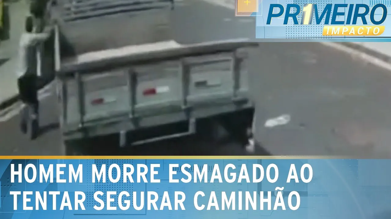 Trabalhador morre tentando segurar caminhão em movimento | Primeiro Impacto (30/10/23)
