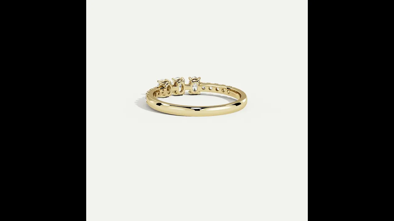 Floating Oval Lab-Grown Diamond Three-Stone Pavé Ring