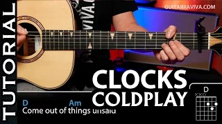 Como tocar CLOCKS de Coldplay en guitarra acustica tutorial y acordes guitarraviva