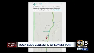 Rock slide closes I-17 southbound near Sunset Point
