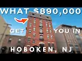TOURING a CONDO in HOBOKEN NEW JERSEY under 900K w PRIVATE ROOFTOP 2 BED 2 BATH 1 CAR GAR