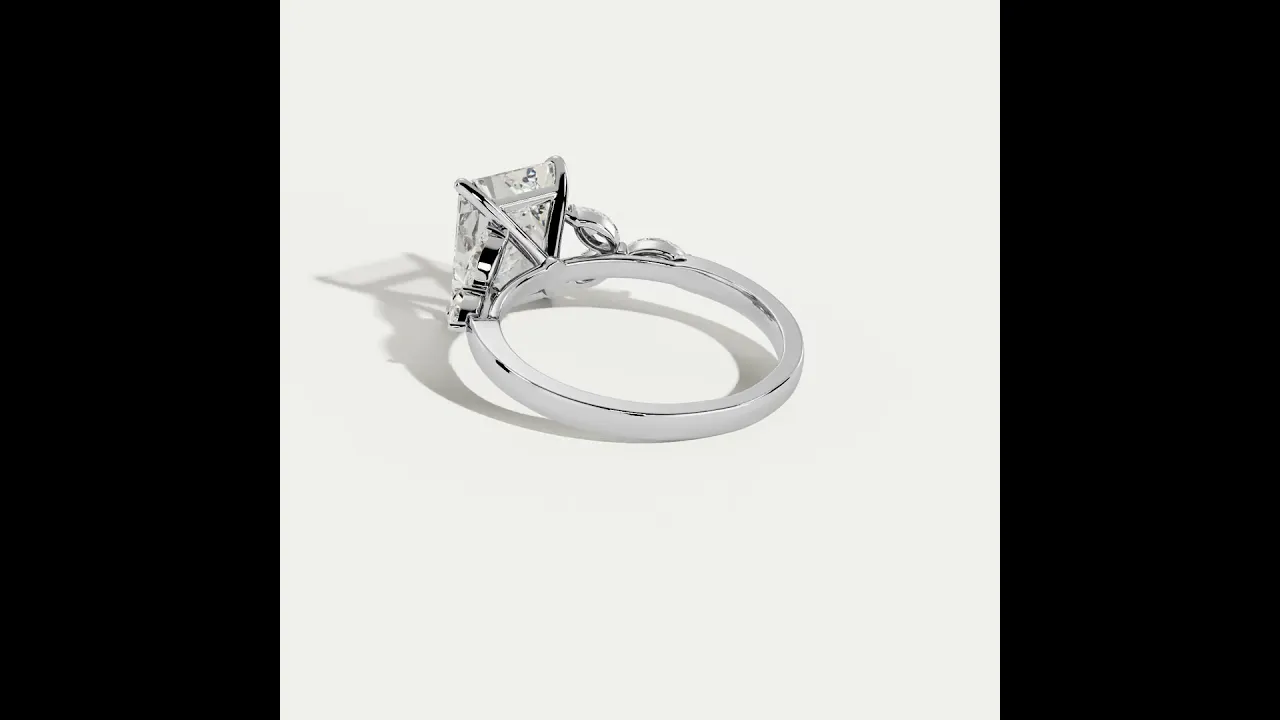 Fauna丨Radiant Lab-Grown Diamond Engagement Ring with Petal Accents