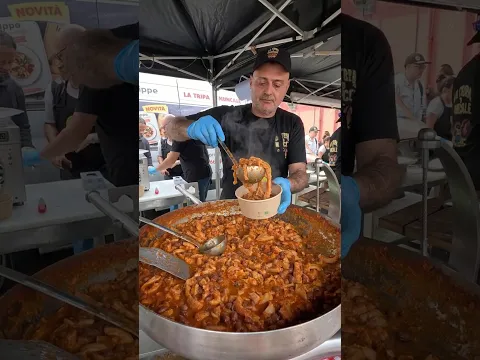 Cooking the Tripe Soup. Italy Street Food Fair. Turin, Torino