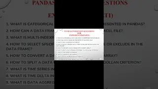 Pandas Interview Questions for EXPERIENCED Part1