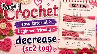 How to Crochet SC Decrease SC2TOG Easy Crochet Tutorial for Beginners