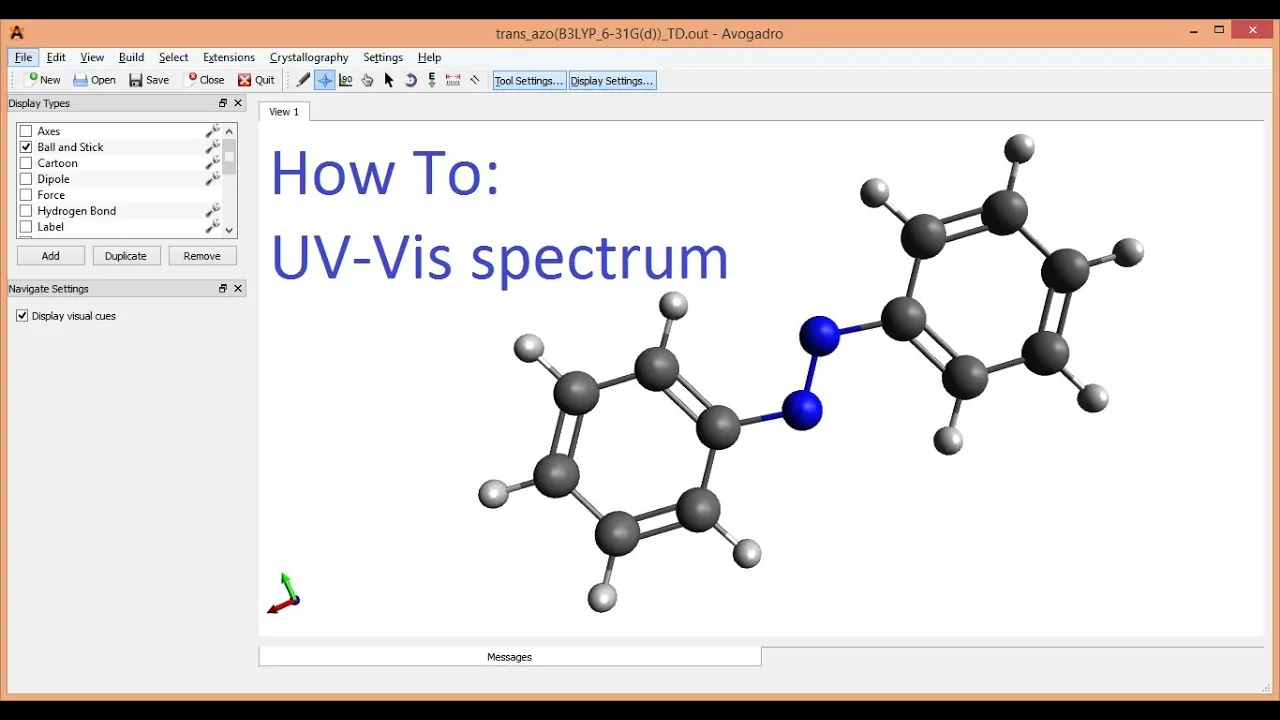 Avogadro with Gaussian Tutorial Absorptions (UV-Vis)