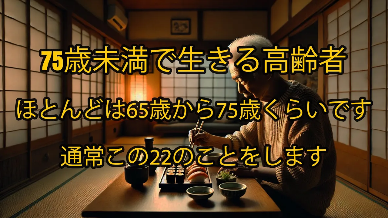 Outline Video 75歳未満で生活する高齢者の多くは、65歳から75歳の間で、これら22のことを行っています