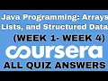 Java Programming Arrays Lists and Structured Data Coursera quiz Answers Java Programming