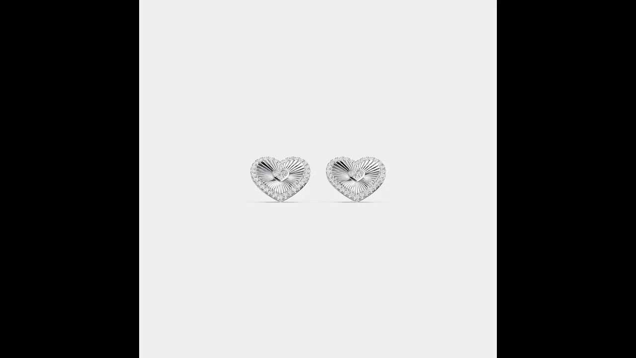Fluted Heart Lab-Grown Diamond Accent Stud Earrings in Sterling Silver