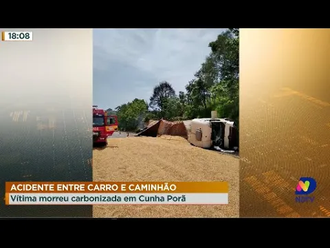 Acidente entre carro e caminhão: vítima morreu carbonizada em Cunha Porã
