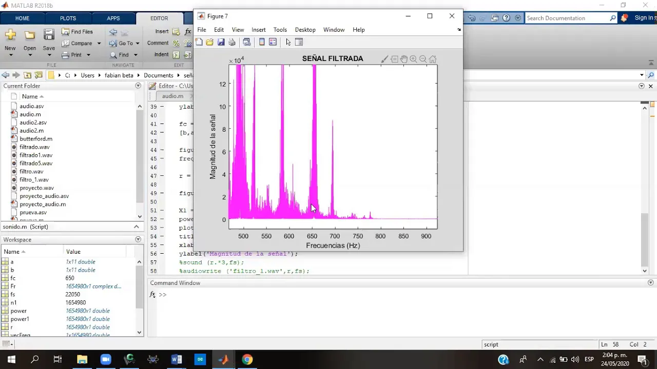 Filtro de un audio a partir de la transformada rápida de fourier