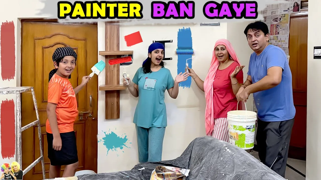 PAINTER BAN GAYE | Ghar ka painting vlog | Aayu and Pihu Show