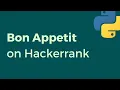 Bon Apettit on Hackerrank solved in Python Hackerrank Solutions