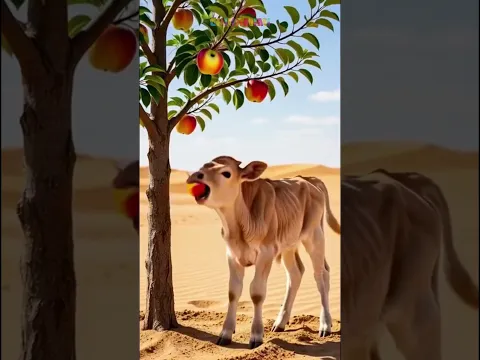 A cow helped an apple tree flourish in a barren hilly desert