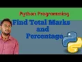 python program to calculate total marks and percentage