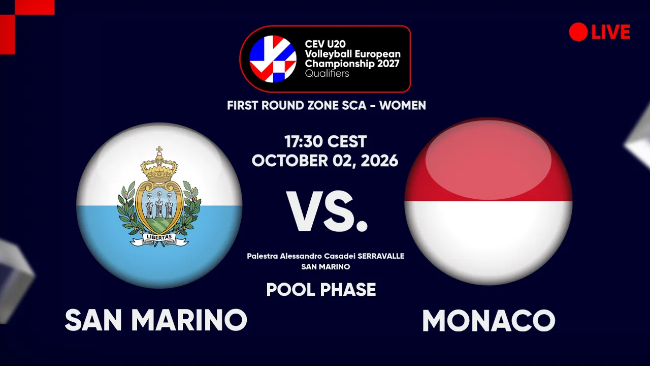 LIVE | SAN MARINO vs. MONACO | CEV U20 EuroVolley 2027 Women | Qualifiers