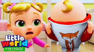 Nina e Nico aprendem a se vestir sozinhos! 🦊 Getting Dressed Song 👟 Little World em Português