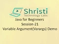 Java for Beginners Session-21 Variable Argument Varargs Demo