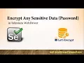Encode Sensitive Data Password Encryption in Selenium