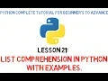 Python Tutorial Lesson 21 List comprehension in Python with Examples