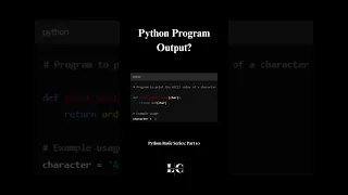 Python Basic Series Part 10 - Program to Print ASCII Value of a Character