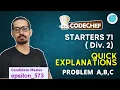 Codechef Starters 71 Div 2 Solutions Problem A B C