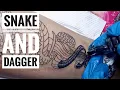 SNAKE AND DAGGER TATTOO LEG TATTOOS