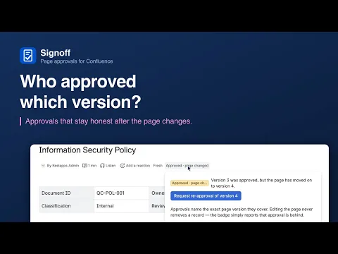 watch Signoff — Page Approvals for Confluence video