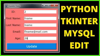 Python How To Update Data In MySQL Database Using Python Tkinter with source code