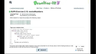 Java Practice It 2 12 nestedNumbers nested for loops