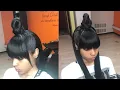 TOP KNOT BUN W FRINGE BANG ON FRONTAL HALF UP HALF DOWN