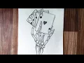 How To Draw Skeleton Hand Holding Ace s Cards Tattoo Drawing Tutorial