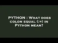 PYTHON What does colon equal in Python mean