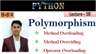 Polymorphism in Python Lecture 58 Method Overloading Method Overriding Operator Overloading