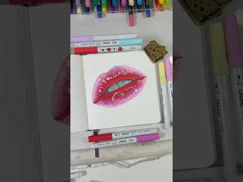 Painting Lips using Ohuhu blending acrylic markers #BlendingAcrylicMarkers  #ohuhupaintmarkers