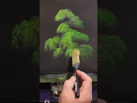 Bob Ross Oval Brush double loaded highlighted happy trees #shorts #bobross